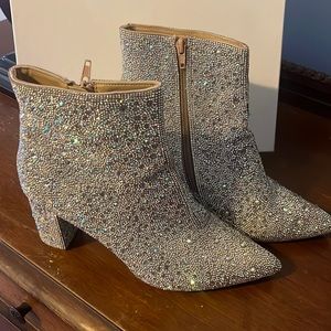 Betsey Johnson Rhinestone booties, size 10